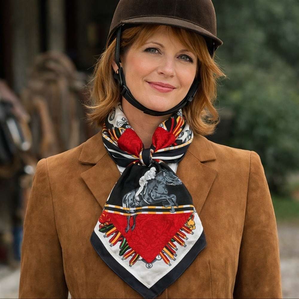 Vintage Equestrian Horse Rider Scarf